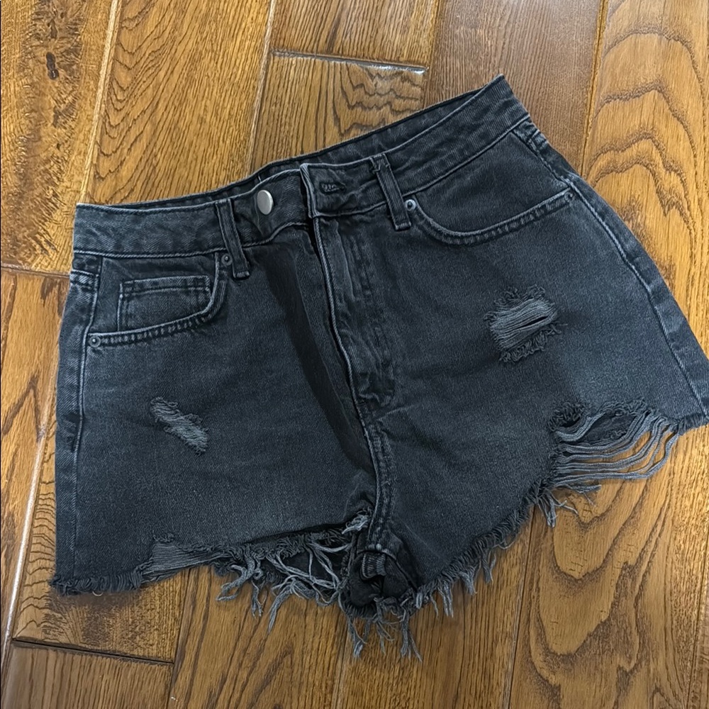 Forever 21 Black Distressed Jean Shorts